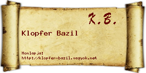 Klopfer Bazil névjegykártya